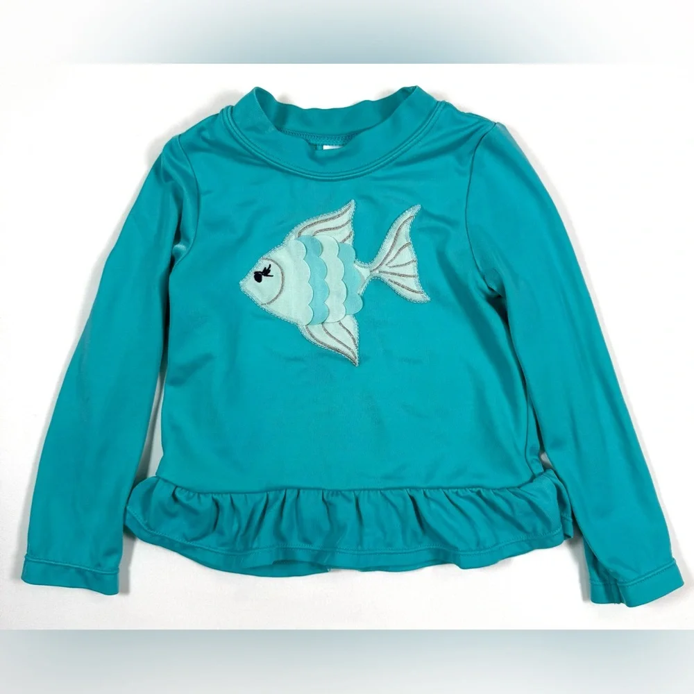 GYMBOREE Girls‎ Fish Applique Swim RashGuard Top 18-24m Coastal July Refresh